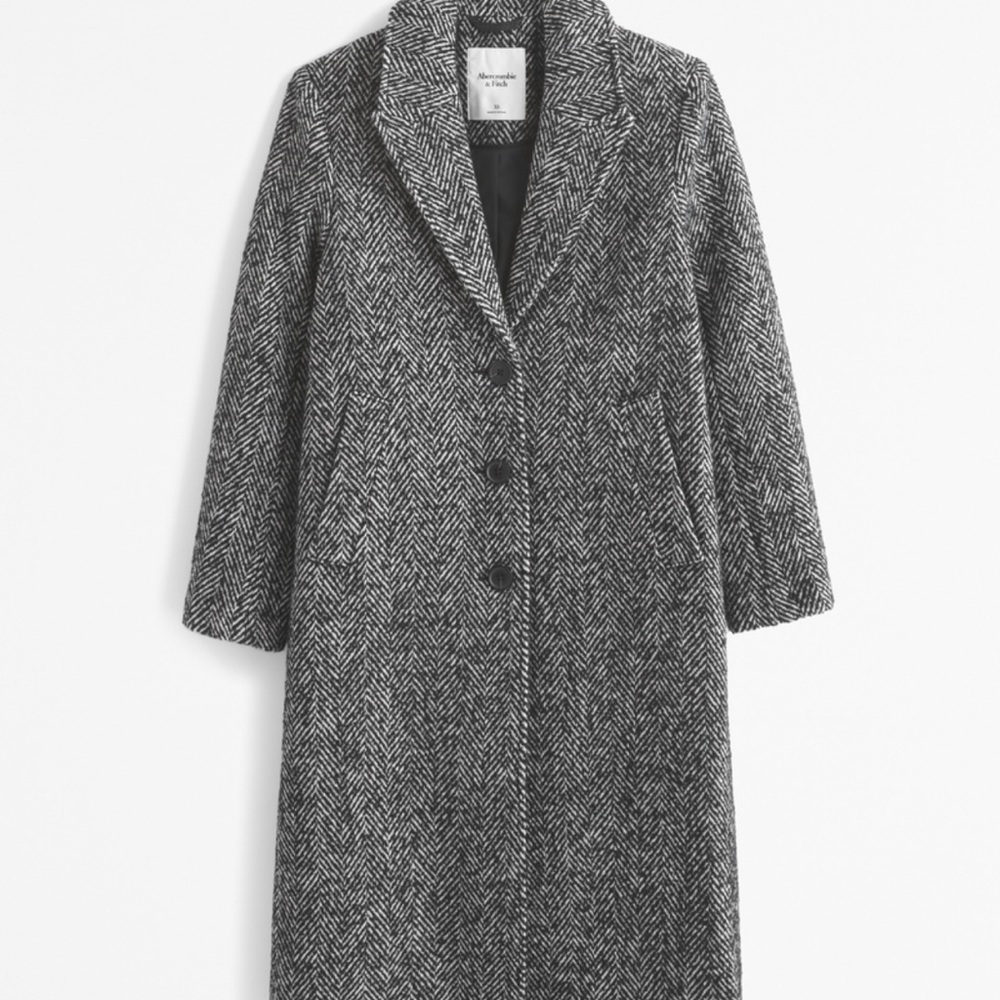 Women's Black Herringbone Coat